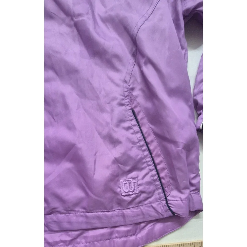 Wilson womens light purple full zip pocket windbreaker jacket LG hooded 90s - Picture 3 of 15